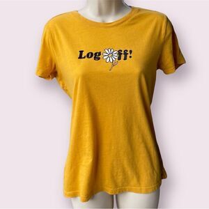 Aeropostale Classic Crew Log Off Yellow Daisy T-Shirt Size XL